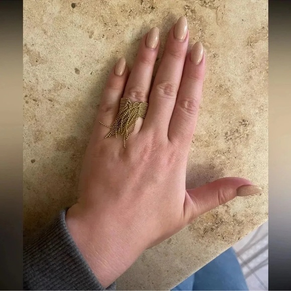 Anthropologie Tassel Stainless Steel Waterproof Resizable Ring - Picture 8 of 16